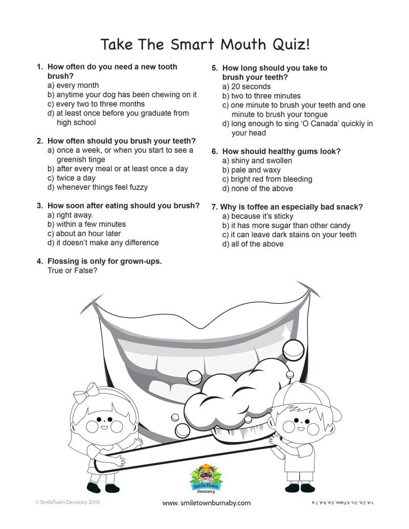 Smart Mouth Quiz, Burnaby Childrens Dentist